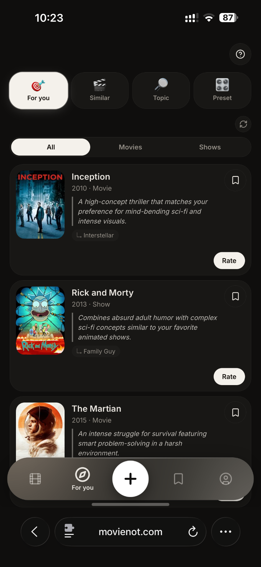 Personalised recommendations